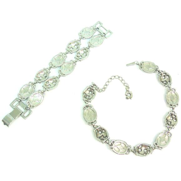 VTG Turquoise BRACELET & NECKLACE Choker Set Turqurenite Stone & Silver Plate - Picture 4 of 6